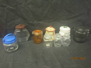 lot 168 image: 9-KITCHEN STORAGE CANISTERSJARS WITH LIDS&nbsp