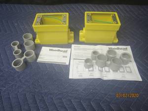 lot 188 image: 2-WOODHEAD GANG PVC YELLOW TWO 1INCH CONDUIT OPENINGS 34 AND 12 REDUCERS&nbsp