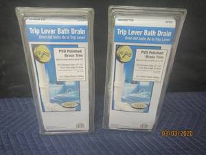 lot 211 image: 2-WATTS TRIP LEVER BATH DRAIN 4PVD