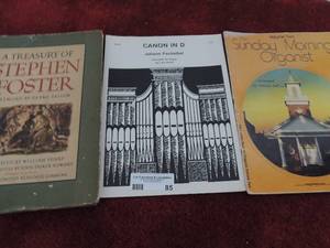 lot 85 image: MUSIC BOOKS - SHEET MUSIC  QTY3 - SUNDAY MAN ORGANIST  STEPHEN FOSTER  CANON IN D