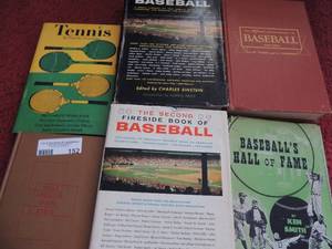 lot 152 image: BASEBALL BOOK LOT - FIRESIDE OF BASEBALL 1ST & 2ND  BASEBALL HALL OF FAME  ENCYCLOPEDIA OF BASEBALL   10 PLUS BOOKS