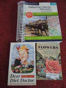 lot 155 image: BOOKS - DIRT DOCTOR, GUODE TO FLOWERING, DFW STREET GUIDE
