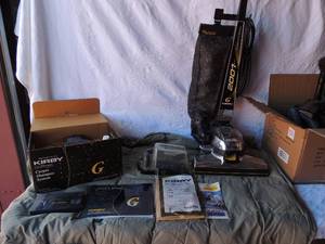 lot 68 image: Kirby Vacuum G2001 limited edition,  carpet shampoo system   Micro magic complete system Hepa filtration system