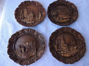 lot 72 image: PLAQUEPLATES  WOOD LOOK -  ROTHENBURG  LANDSTUHLPFALZ  SALZBURG  KAIERSLAUTERN    QTY 4