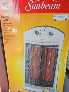 lot 98 image: SUNBEAM LARGE ROOM QUARTZ HEATER ADJUSTABLE THERMOSTAT  HEATER