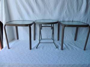 lot 101 image: PATIO FURNITURE - END TABLES 17H X 16 X 16  QTY 2, ROUND TOP 17H X 16DIAMN