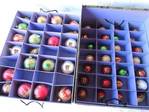 lot 114 image: Large green box full of new Christmas ornaments of all designs