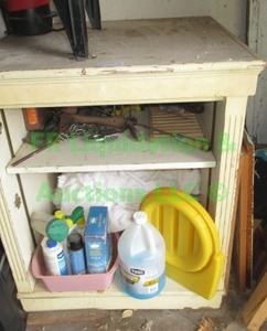 lot 35 image: Utility cabinet and contents 34 x 30 x 30