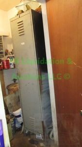 lot 80 image: Vintage storage locker (78 x 18 x 18) plus contents including power tools plus