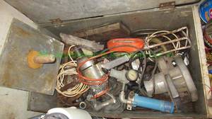 lot 82 image: Vintage foot locker and contents including power tools and more as shown