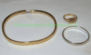 lot 180 image: 14K Gold bracelet, 14G Gold with silver plate vermeil ring and 10K gold infant ring