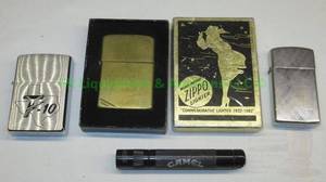 lot 185 image: 1980s Zippo lighters, one with original box and Camel promotional flashlight