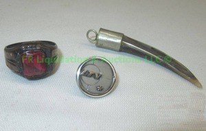 lot 188 image: Sterling silver ring and lapel pin plus Alpaca abalone shell pendant