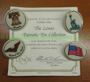 lot 248 image: Lennox Patriotic ceramic pin set with COA