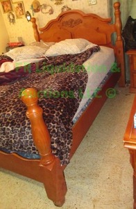 lot 246 image: Knotted pine wood bed queen size