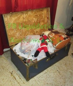 lot 166 image: Storage trunk full of holiday decor