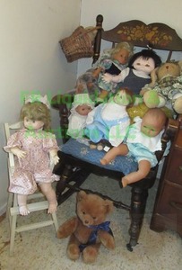lot 163 image: Assorted dolls as shown (Rocking chair not included)