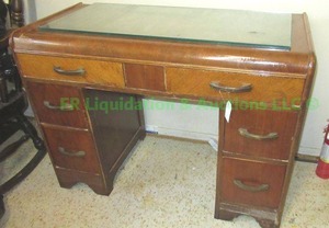 lot 158 image: Antique 1930s waterfall edge vanity desk 42 x 19 x 30