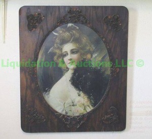 lot 161 image: Antique picture frame with victorian style print 22 x 26