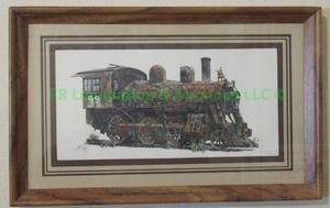 lot 220 image: Vintage train engine framed print 16 x 10