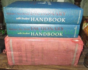lot 225 image: 1950s Websters dictionary and 1970s Websters with student handbook