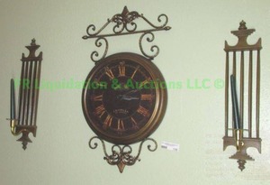 lot 139 image: Castello by Fossi wall clock with matching candle sconce decor