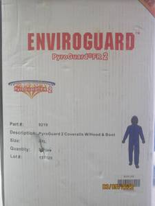 lot 21 image: ENVIROGUARD PYROGUARD FR2 FULL COVERALLS WITH HOOD AND BOOT COVERS SIZE 2X BRAND NEW IN PACKAGE 5 SUITS TOTAL