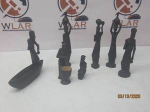 lot 105 image: 9PC&nbsp AFRICAN CARVED WOOD HUMAN FIGURINE&nbsp