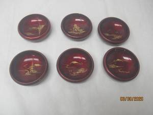 lot 301 image: TOTAL OF 6 VINTAGE JAPANESE RED&nbsp LACQUER WARE&nbsp SERVING BOWLS&nbsp&nbsp