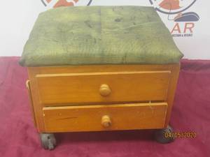 lot 377 image: WOOD 2 DRAWER WITH TOP STORAGE ON LOCKING CASTERS&nbsp