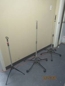 lot 378 image: TOTAL OF 3 ADJUSTABLE HEIGHT&nbsp PITCH - IT MEDICAL IV POLES&nbsp