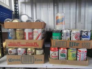 lot 6 image: BEER COLLECTION OVER 4 CASES OF 12 0Z COMMEMORATIVE AND COLLECTIBLE LOCAL AND IMPORTED BEER CANS