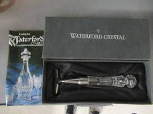lot 35 image: VINTAGE WATERFORD CUT CRYSTAL RAZOR WITH PAPERWORK AND VELVET LINED DISPLAY CASE