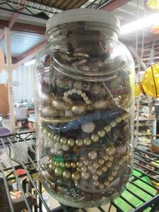 lot 74 image: JAR OF COSTUME JEWELRY