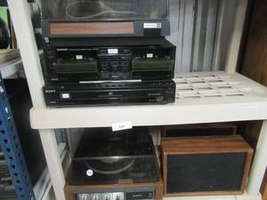 lot 100 image: SONY DVDCD PLAYERCHANGER  REALISTIC TURNTABLE KENWOOD CASSETTE PLAYER AND MORE
