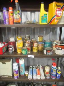lot 126 image: GENEROUS QUANTITY OF STAINS, RAID BUG KILLERS, DAP, SCOTCH GUARD, FURNITURE CARE KIT AND MORE