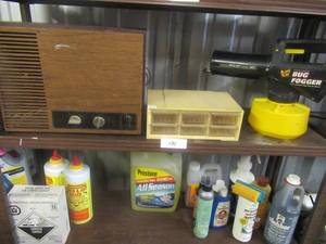 lot 131 image: EDISON HEATER, STORAGE CONTAINER, BLACK FLAG BUG FOGGER, AND MORE INSECTICIDES