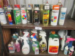 lot 133 image: PAINT, SOLVENTS, CLEANING SOLUTIONS, METAL POLISHERS AND MORE