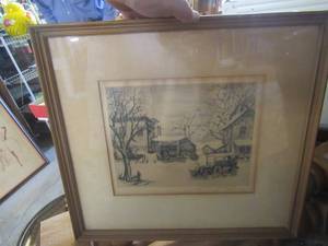 lot 212 image: MARIO GRANVILLES MAIL TIME LIMITED EDITION SIGNED ORIGINAL ETCHING FRAMED 18 X 16