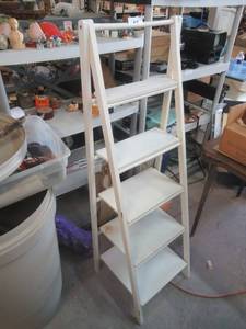 lot 214 image: WOODEN LADDER SHELF 18 X 56