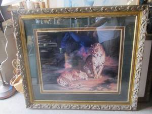 lot 244 image: WILLIAM HUGGINS PAIR OF LEOPARDS FRAMED PRINT 44 X 38