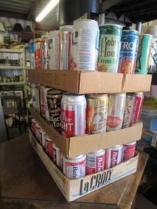 lot 258 image: 3 CASES OF COLLECTIBLE VINTAGE BEER CANS FROM AROUND THE WORLD AND COMMEMORATIVE SUPERBOWL BUDWEISER CANS