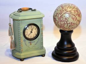 lot 3 image: Home Decor Clock & Sphere