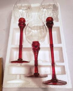 lot 55 image: Brand New in Box Red Candle Holders