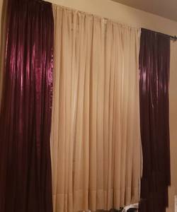 lot 61 image: Burgandy Red Curtains with Sheers