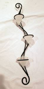 lot 70 image: Trio of lights on iron wall decor