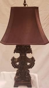 lot 130 image: Large Lamp with Shade Brown