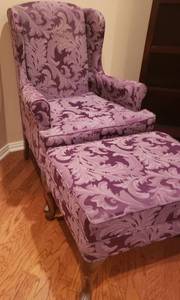 lot 139 image: Purple Wingback Chair with ottoman