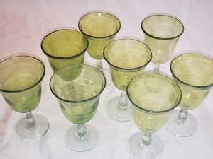 lot 92 image: Vintage Handblown Wine  Water Glasses