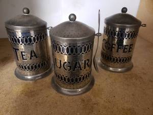 lot 158 image: Silver Plated Coffee, Tea & Sugar Holders